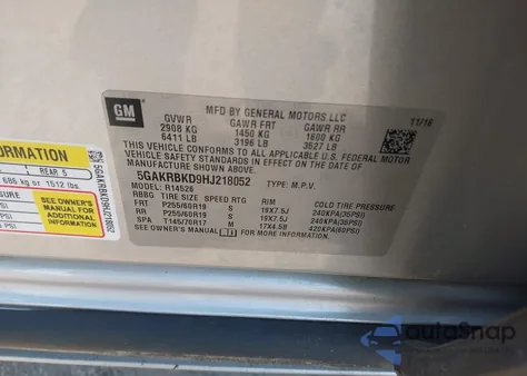 2017 Buick Enclave Leather from USA, damaged, VIN 5GAKRBKD9HJ218052